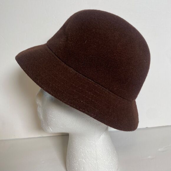 Vintage Kangol Design Brown Felt Cloche Hat Feather Accent Made in England - Picture 2 of 7